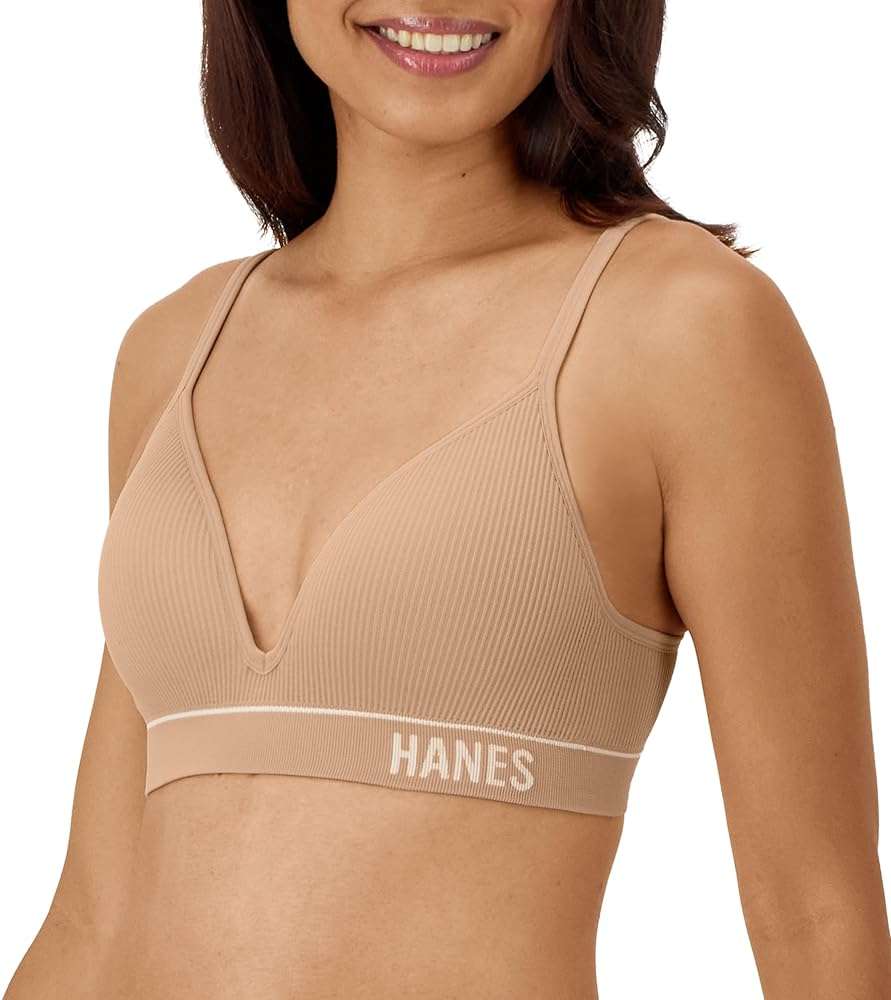 Hanes Women's Seamless Wireless Bra, Originals Ribbed Contour Bras for Women, ComfortFlex Fit Bralettes, Full Coverage - Image 2