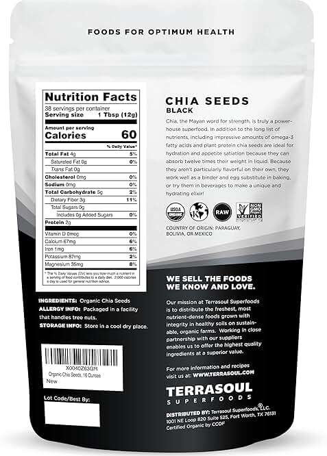 Terrasoul Superfoods Organic Black Chia, 16 oz - Chia Seeds | Superseed Boost for Energy & Wellness - Image 4