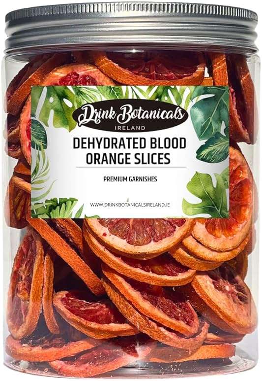 Drink Botanicals Ireland Dried Blood Orange Slices Wheels | 50+ Slices | 100% Natural | For Cocktail Garnishing, Wreath, Cakes, Snacking, Infusions, Desserts | 5.29 oz, 150 Grams | Recyclable PET Jar - Image 1