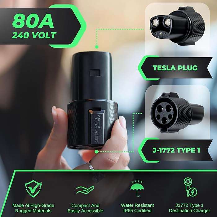 *FOR TESLA ONLY* ApexCharger PRO 1 connector: J1772 to Tesla Adapter. Converts portable, mobile & level 2 wall mounted AC electric vehicle charging stations to NACS. Exterior accessories Model S Y 3 X - Image 3