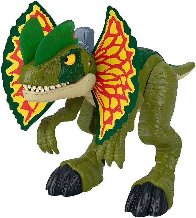 Fisher-Price Imaginext Jurassic World Dinosaur Toy Thrash Attack Dilophosaurus 16+ Inch with Lights & Sounds for Pretend Play Kids Ages 3+ Years - Image 1