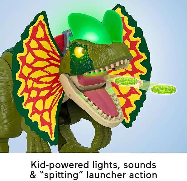 Fisher-Price Imaginext Jurassic World Dinosaur Toy Thrash Attack Dilophosaurus 16+ Inch with Lights & Sounds for Pretend Play Kids Ages 3+ Years - Image 5
