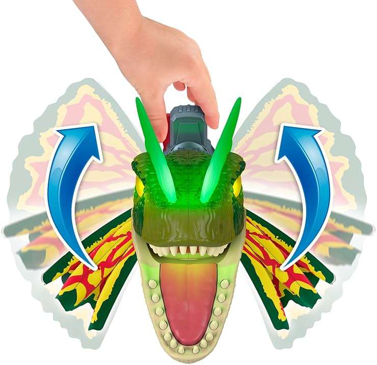 Fisher-Price Imaginext Jurassic World Dinosaur Toy Thrash Attack Dilophosaurus 16+ Inch with Lights & Sounds for Pretend Play Kids Ages 3+ Years - Image 6