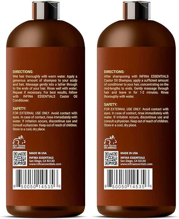 Castor Oil Shampoo and Conditioner Set for Hair Growth with Rosemary & Peppermint Oil - Cleanse Hair, Strengthen & Shine with Castor Shampoo and Conditioner - Anti-Hair Loss for Men & Women - 16 fl oz - Image 8