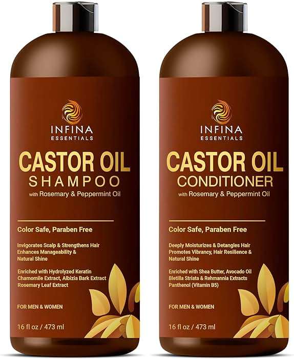 Castor Oil Shampoo and Conditioner Set for Hair Growth with Rosemary & Peppermint Oil - Cleanse Hair, Strengthen & Shine with Castor Shampoo and Conditioner - Anti-Hair Loss for Men & Women - 16 fl oz - Image 9