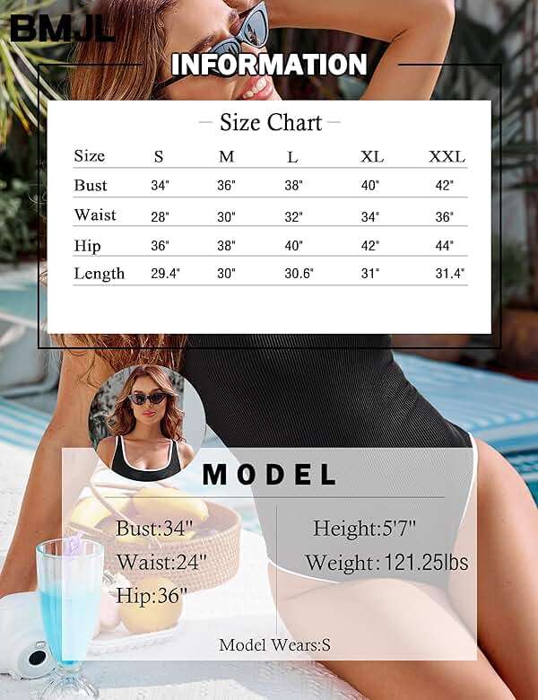 BMJL Women's One Piece Swimsuit Sports Adjustable Strap Bathing Suit Color Block Ribbed High Cut Swimsuits - Image 6