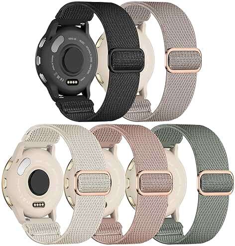 Kollody 5 Pack Nylon Watch Bands Compatible with Garmin Venu 3S/Venu 4(41mm)/2S/Forerunner 265S 42mm,18mm Soft Stretchy Sport Strap for Garmin Vivoactive 4S 40mm/Forerunner 255S 41mm Women Men - Image 1