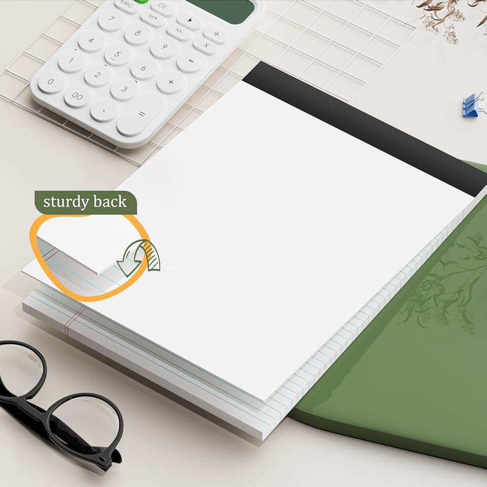 AILZFEI 12 Pack of Legal Pads 8.5 x 11.75 College Ruled Notebook White Paper Note Pad Narrow Ruled 30 Sheets Notepads Perforated Writing Pad Clear Print 8x11 Legal Pads Pads of Paper - Image 4