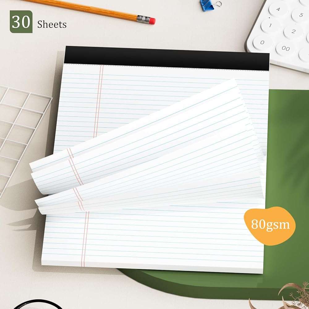 AILZFEI 12 Pack of Legal Pads 8.5 x 11.75 College Ruled Notebook White Paper Note Pad Narrow Ruled 30 Sheets Notepads Perforated Writing Pad Clear Print 8x11 Legal Pads Pads of Paper - Image 5