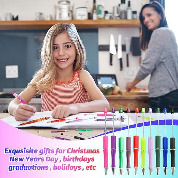 DASTTUIS 150 Pieces DIY Beadable Pen Kit – 50 Plastic Ballpoint Pens with Refills & Bags, Beads Not Included – School Supplies, Office Accessories & Craft Gifts for Students & Teachers (Multicolor) - Image 6