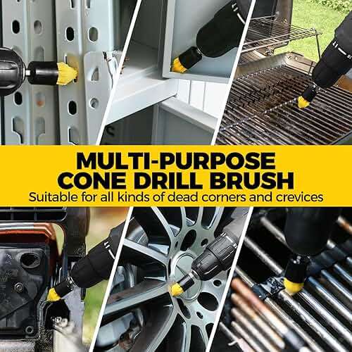 Holikme 8 Piece Drill Brush Attachments Set, Power Scrubber Brush with Extend Long Attachment，Cleaning Supplies，Scrub，Shower Scrubber，Bathtub, Bathroom, Kitchen（Black） - Image 5