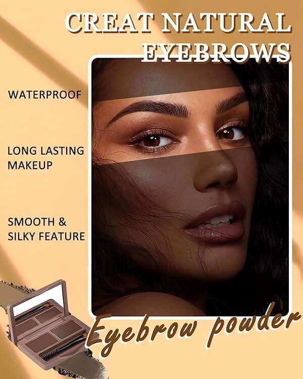 Eyebrow Powder Kit-2 Colors Soft Eye Brow Tinted Powder Palette, Waterproof & Long Lasting Dark/Light Brown Brow Filler, Professional Eyebrow Contour Makeup for Women with Mirror Brow Brush & Razor-1# - Image 4