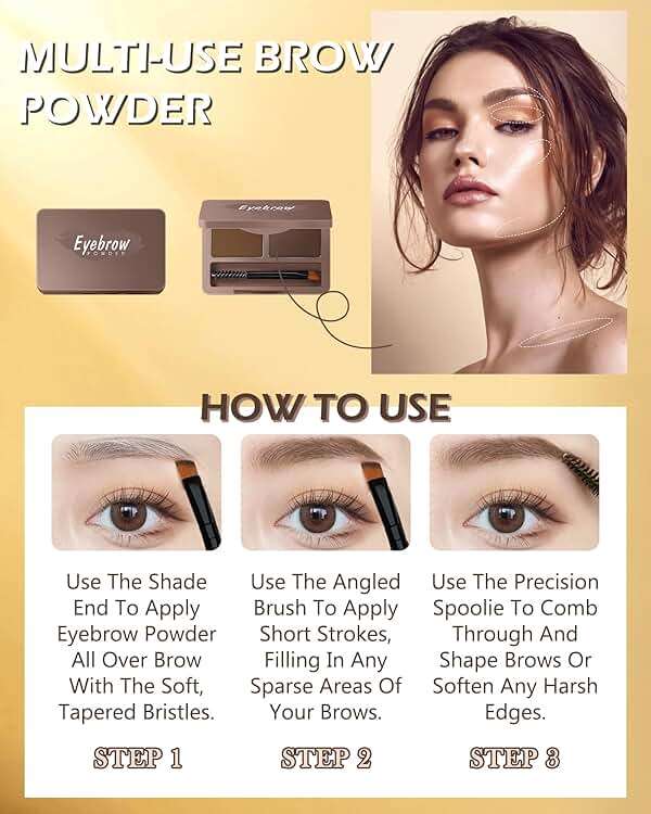 Eyebrow Powder Kit-2 Colors Soft Eye Brow Tinted Powder Palette, Waterproof & Long Lasting Dark/Light Brown Brow Filler, Professional Eyebrow Contour Makeup for Women with Mirror Brow Brush & Razor-1# - Image 6