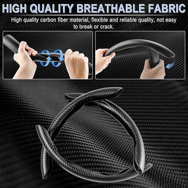 Amiss 3pcs Carbon Fiber Anti-Skid Steering Wheel Cover, Waterproof & Segmented Butterfly Design, Universal 99% Vehicle Wheel Cover Protector, Car Interior Accessories (Black-3pcs) - Image 2