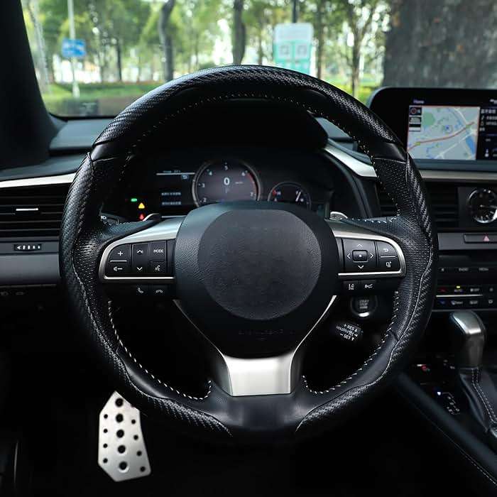 Amiss 3pcs Carbon Fiber Anti-Skid Steering Wheel Cover, Waterproof & Segmented Butterfly Design, Universal 99% Vehicle Wheel Cover Protector, Car Interior Accessories (Black-3pcs) - Image 6