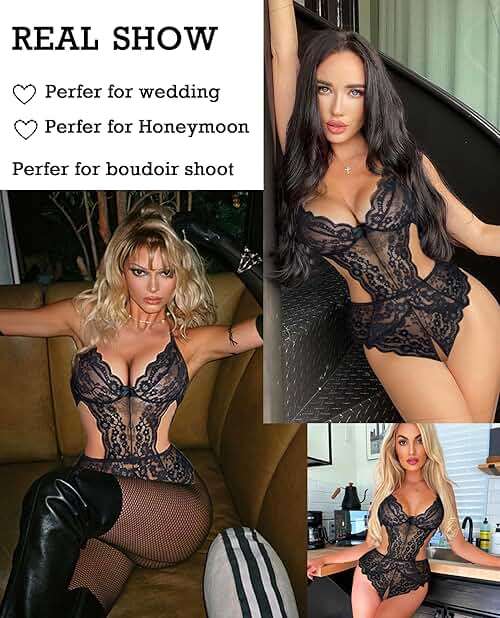 Avidlove Women Lingerie Lace Bodysuit Teddy Lingeries V Neck Cut Out One Piece Mini Babydoll - Image 4