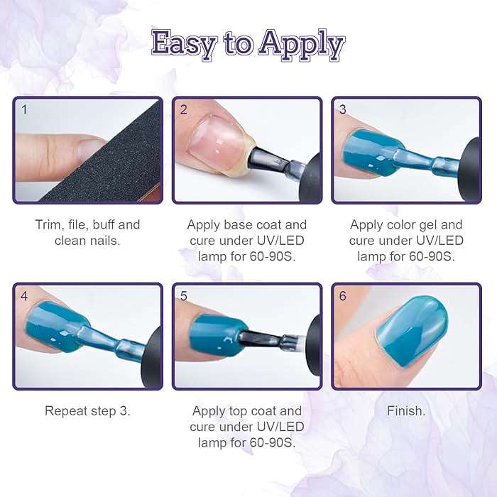 JODSONE 20 Colors Gel Nail Polish Kit with U V Light Base Top Matte Coat High Shine Vibrant Nail Gel Equipped with Manicure Tools - Image 8