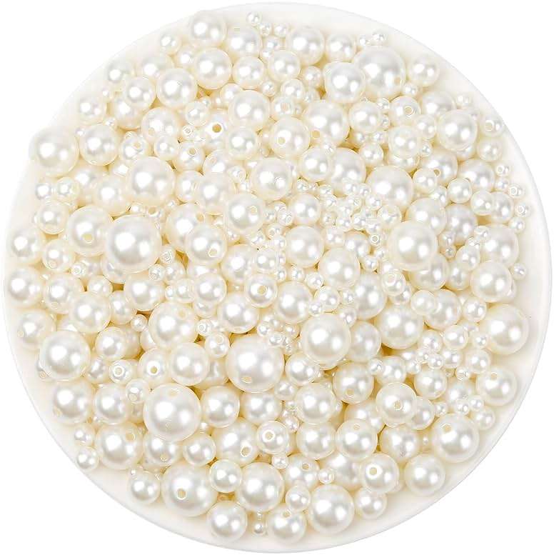 Anezus 2205Pcs Pearls for Craft, Assorted Sizes Fake Pearl Beads, Sew on Pearls, Bulk Loose Pearl Beads with Holes for Jewelry Making, Bracelets, Necklaces, Hairs, Decoration, Vase Filler - Image 1
