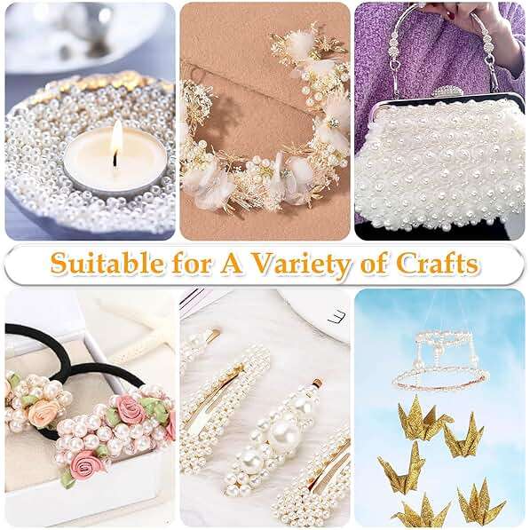 Anezus 2205Pcs Pearls for Craft, Assorted Sizes Fake Pearl Beads, Sew on Pearls, Bulk Loose Pearl Beads with Holes for Jewelry Making, Bracelets, Necklaces, Hairs, Decoration, Vase Filler - Image 7