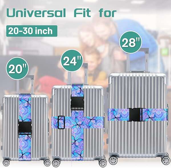 Slohif Luggage Straps for Suitcases Travel Belt Accessories Luggage Connector Identifiers 2 Pack Over Handle with Buckle Unique Nylon Adjustable Strap for Sleeping Bag Car Seat Butterfly - Image 3
