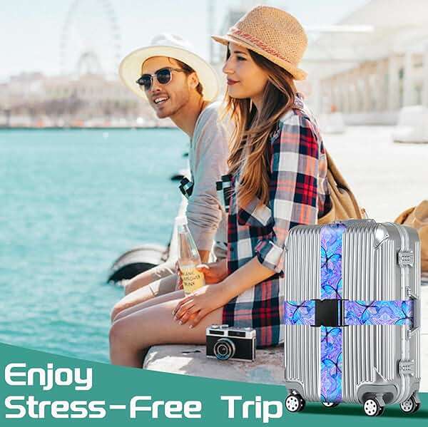Slohif Luggage Straps for Suitcases Travel Belt Accessories Luggage Connector Identifiers 2 Pack Over Handle with Buckle Unique Nylon Adjustable Strap for Sleeping Bag Car Seat Butterfly - Image 7