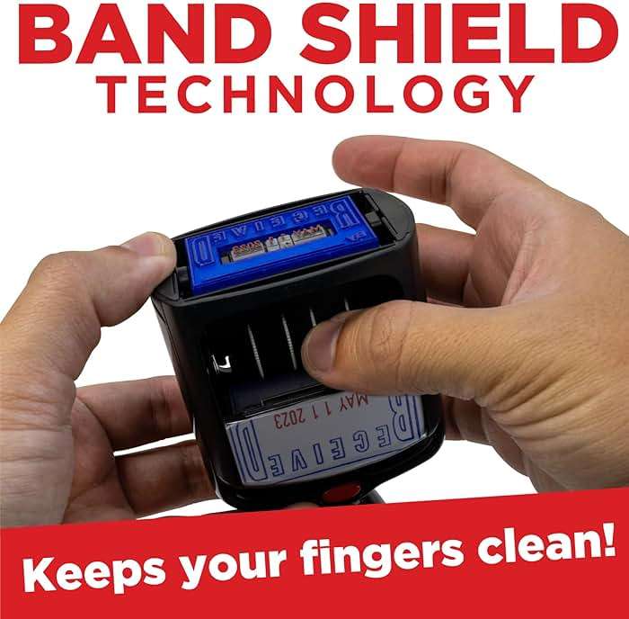 Mark 2000 Self-Inking Rubber Date Office Stamp with Received Phrase - Blue Ink & Date Red Ink - 12-Year Band - Image 6