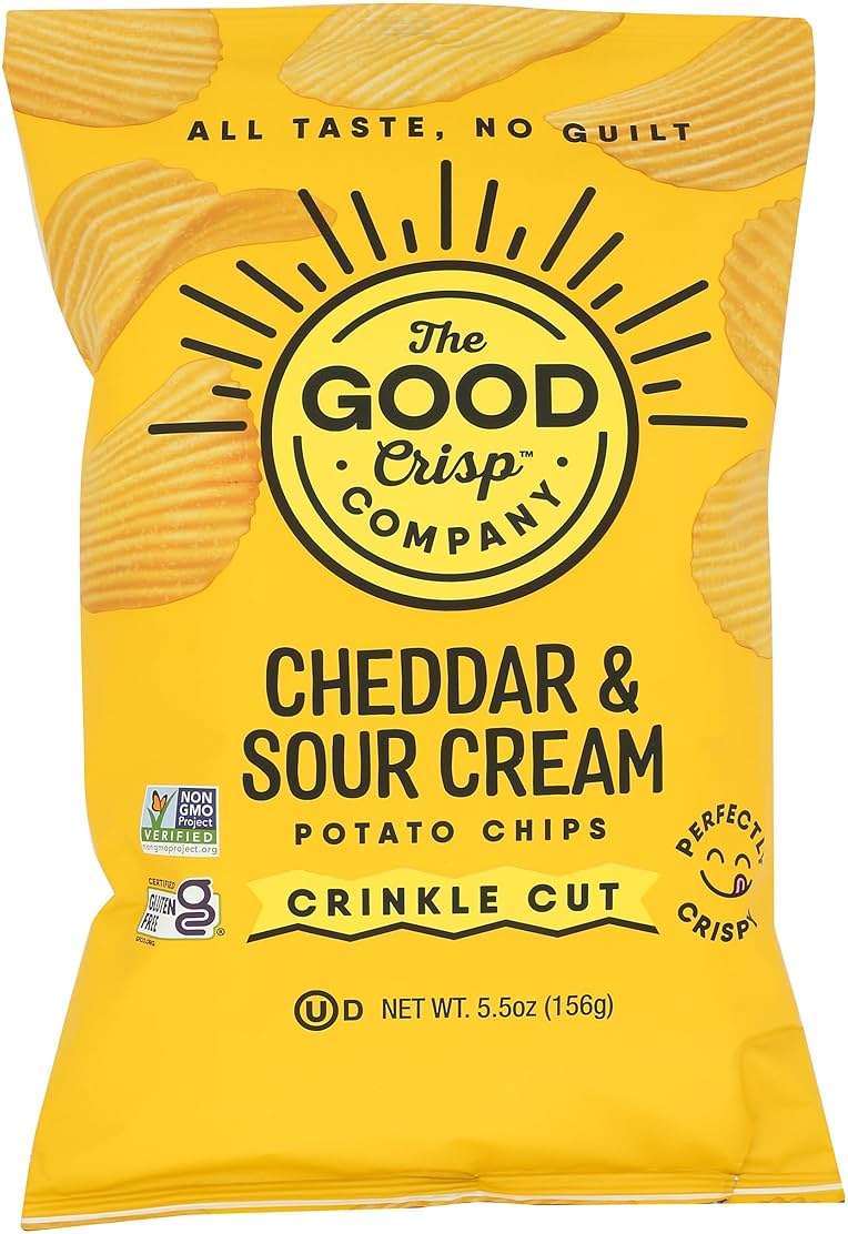 The Good Crisp Company, Chips Potato Crinkle Cut Sour Cream Cheddar, 5.5 Ounce - Image 1