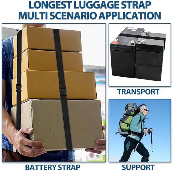 Add a Bag Luggage Strap - Heavy Duty Adjustable Suitcase Belt - Travel Accessory for 3 pcs Luggage Connecting - 3 Pack 1.5" W (Black) - Image 7