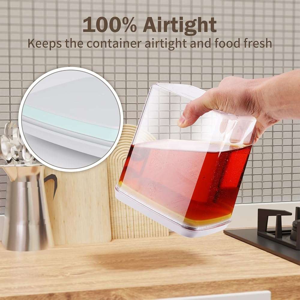 Melovom 12 Pcs Pop Food Storage Containers Airtight Food Storage Containers Set with Lids Kitchen Pantry Organization and Storage, 3.4Qt, 2.8Qt, 2.1Qt, 1.2Qt - Image 6