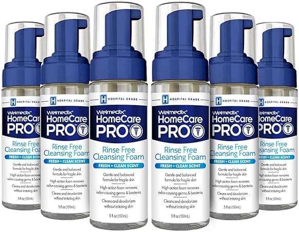 Welmedix No Rinse Cleansing Foam - Rinse Free & Waterless Body Wash, 3-in-1 Shampoo & Foaming Cleanser, Hospital Grade & pH Balanced - Pack of 6 - Image 1