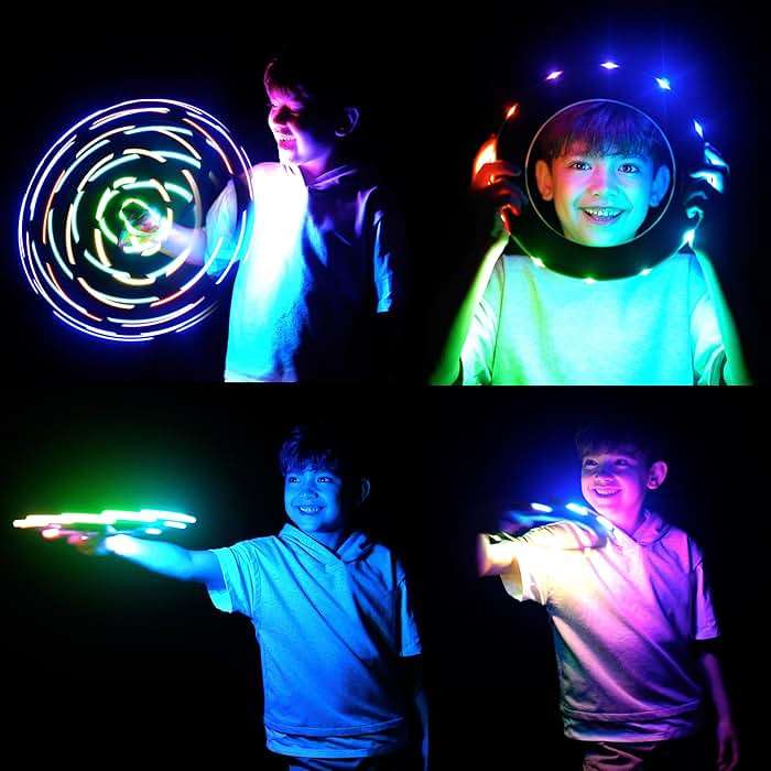 TOSY Flying Ring - 36 RGB Multicolor or 12 Monocolor LEDs, Super Bright, Lost Mode, Auto Light Up, Easter Basket Stuffers Gift for Kid/Teen/Boy/Girl, Safe, Waterproof, Pool/Beach/Camping Toy - Image 2