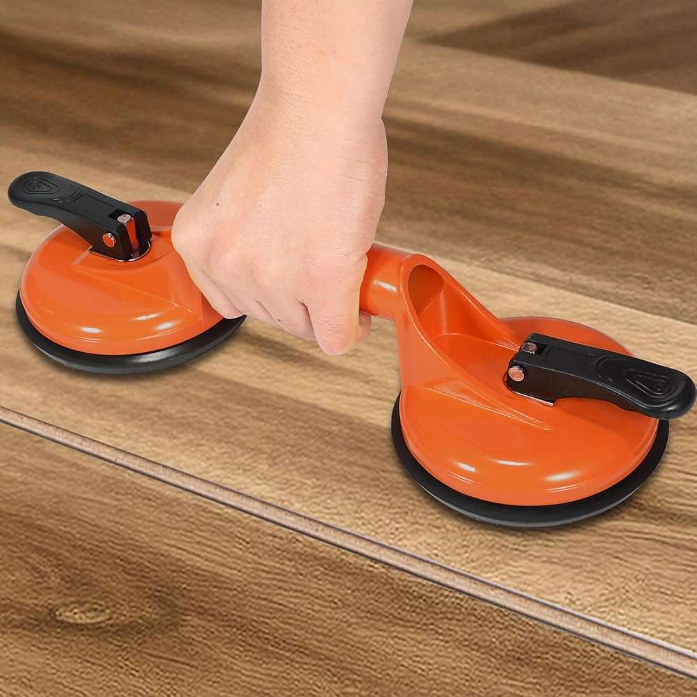 Floor Gap Fixer Tool for Laminate Floor Gap Repair Includes Heavy Duty Aluminum Suction Cup and Fiberglass Handle Rubber Mallet (Can't Use on Scraped Surface Floor) - Orange Kit - Image 6