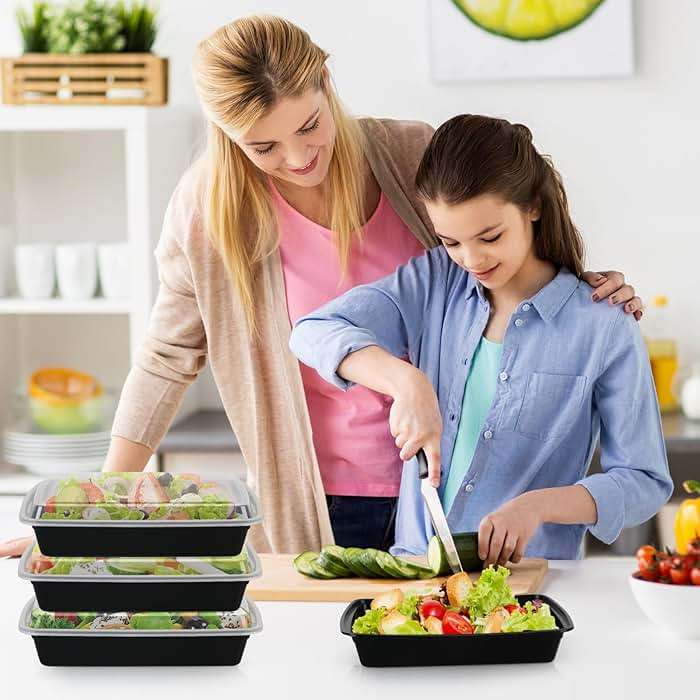 kkyvvy Meal Prep Containers 38oz 50 Pack Plastic To Go Food Containers, Disposable To Go Containers with Lids BPA Free, Microwave/Dishwasher/Freezer Safe - Image 2