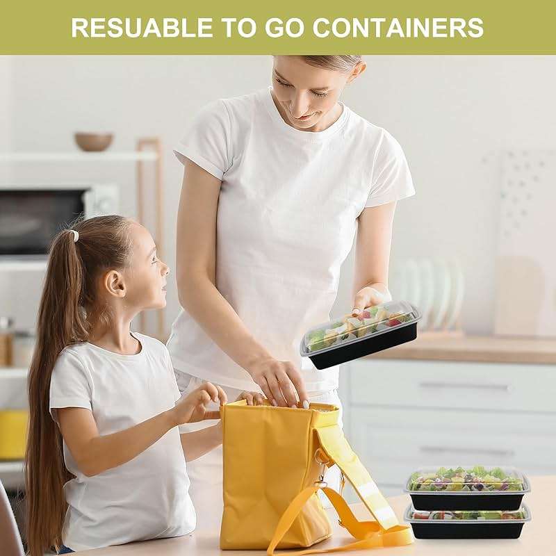 kkyvvy Meal Prep Containers 38oz 50 Pack Plastic To Go Food Containers, Disposable To Go Containers with Lids BPA Free, Microwave/Dishwasher/Freezer Safe - Image 6