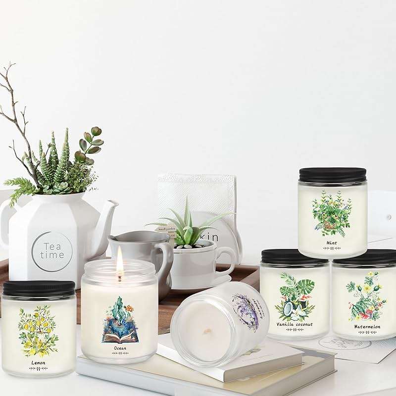 6 Pack Scented Candles Gift Set for Women, Soy Wax Jar Candles for Home, 37.8 oz Total Up to 300 Hours Burn Time, Fresh Scents - Lavender Lemon Mint Ocean Watermelon Vanilla Coconut - Image 8