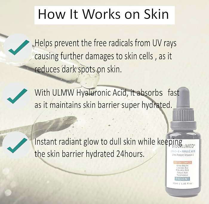 15% CE+Ferulic Vitamin C Serum for Face with C-Ester, Alpha Arbutin & Ultra Low Molecule Hyaluronic Acid - Image 4