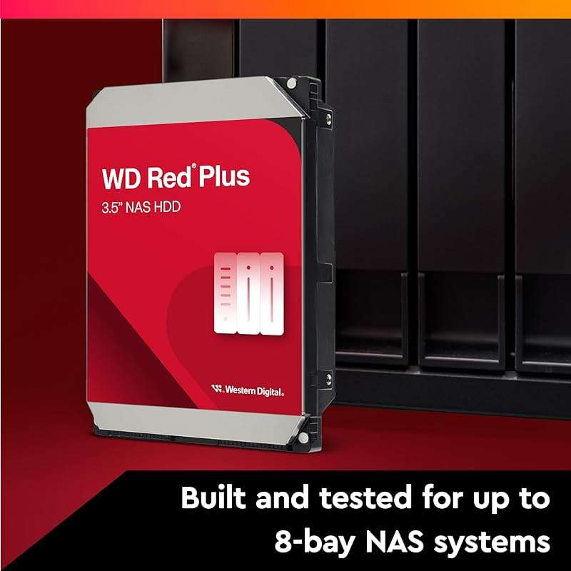 Western Digital 8TB WD Red Plus NAS Internal Hard Drive HDD - 5640 RPM, SATA 6 Gb/s, CMR, 256 MB Cache, 3.5" - WD80EFPX - Image 3