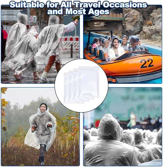 108 Pack Disposable Rain Ponchos for Adults Plastic Ponchos with Hood Raincoat Bulk for Men Women Camping Outdoor - Image 4