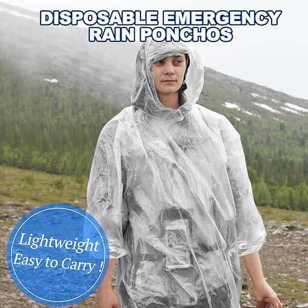 108 Pack Disposable Rain Ponchos for Adults Plastic Ponchos with Hood Raincoat Bulk for Men Women Camping Outdoor - Image 5