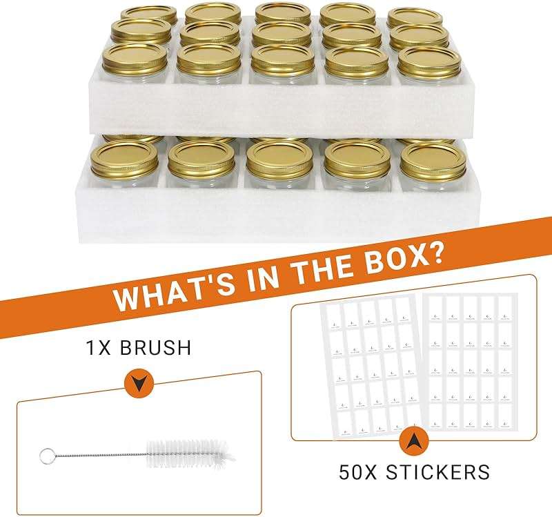 Betrome 8 oz Mason Jars, 30 Pack 240ml Glass Canning Jars with Regular Mouth Lids, Glass Storage Containers for Overnight Oats, Jam, Jelly, Honey, Beans, Spice, Wedding Party Favor, Shower Favor - Image 6