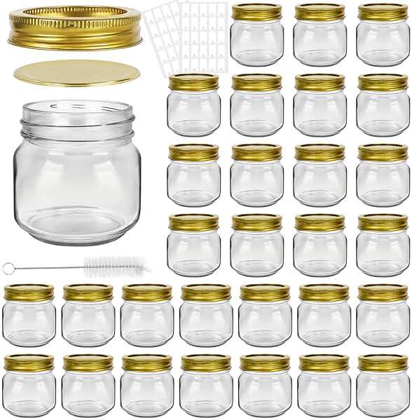 Betrome 8 oz Mason Jars, 30 Pack 240ml Glass Canning Jars with Regular Mouth Lids, Glass Storage Containers for Overnight Oats, Jam, Jelly, Honey, Beans, Spice, Wedding Party Favor, Shower Favor - Image 7