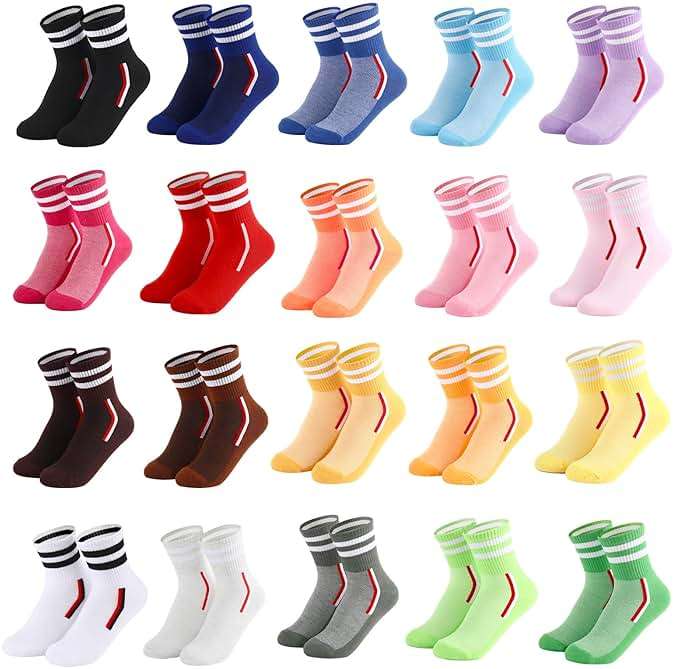 IDALOP 20 Pairs Women‘s Colorful Athletic Crew Socks Casual Soft Lightweight Quarter - Image 1