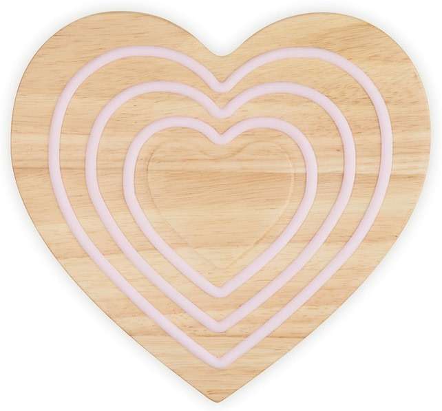 Le Creuset Magnetic Wood Trivet Heart Shaped, 8", Pink Silicone - Image 3