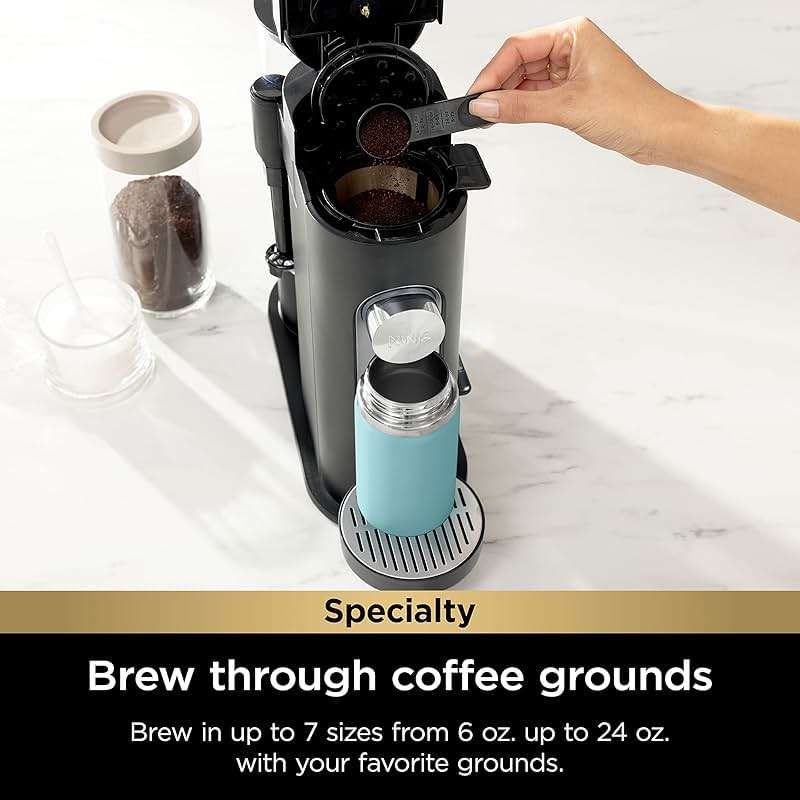 Ninja PB051 Pods & Grounds Specialty Single-Serve Coffee Maker, Compatible with K-Cups, Built-In Milk Frother, 6-oz. Cup to 24-oz. Travel Mug Sizes, Black (Renewed) - Image 3