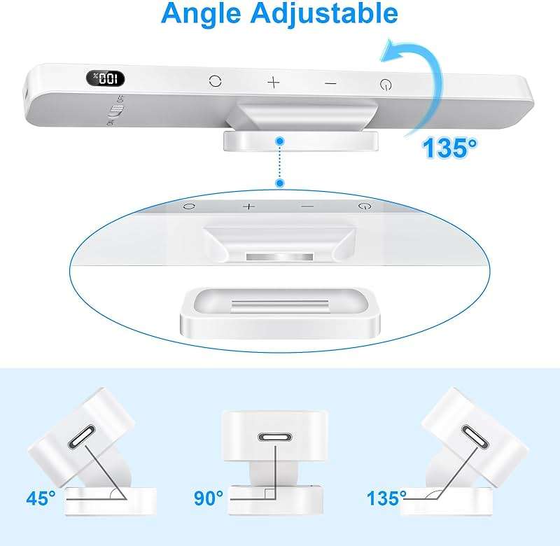 Ferswe 5W Rechargeable Light Bar - Touch Control 3-Color Adjustable, 120 LED Mirror Light with Magnetic Base, Battery Powered Stick-on Lamp for Cabinet, Closet, Kitchen, Bedroom, Bathroom, Wall - Image 6