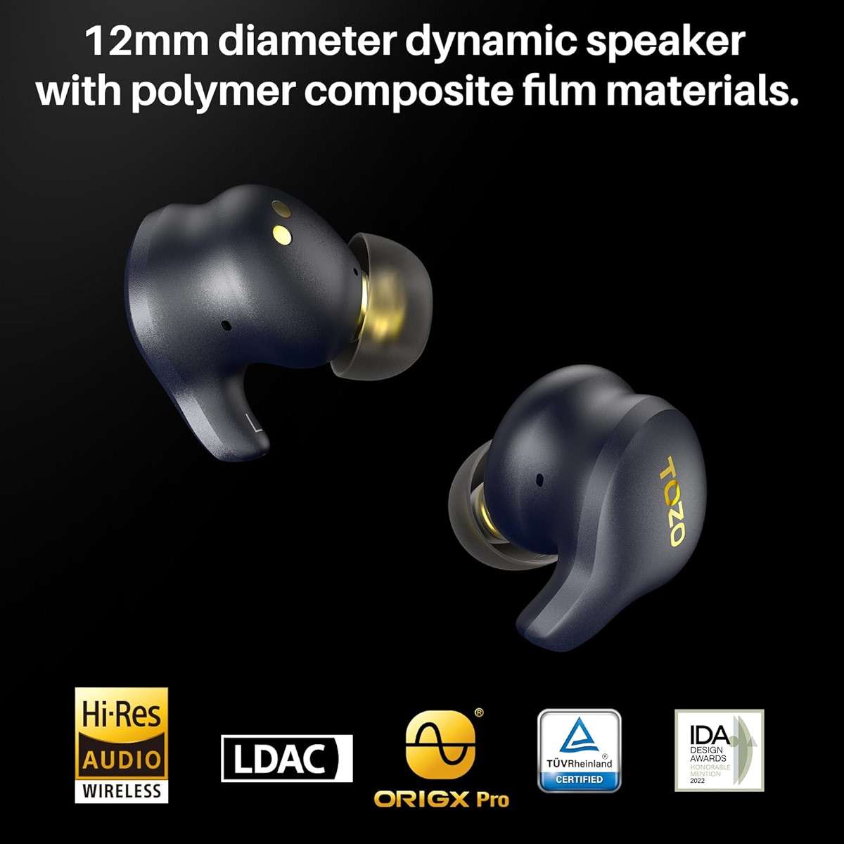 TOZO Golden X1 Wireless Earbuds Balanced Armature Driver and Hybrid Dynamic Driver, Bluetooth Headphones OrigX Pro, LDAC & Hi-Res Audio Wireless, Noise Cancellation Headset Galaxy Blue/Black - Image 2