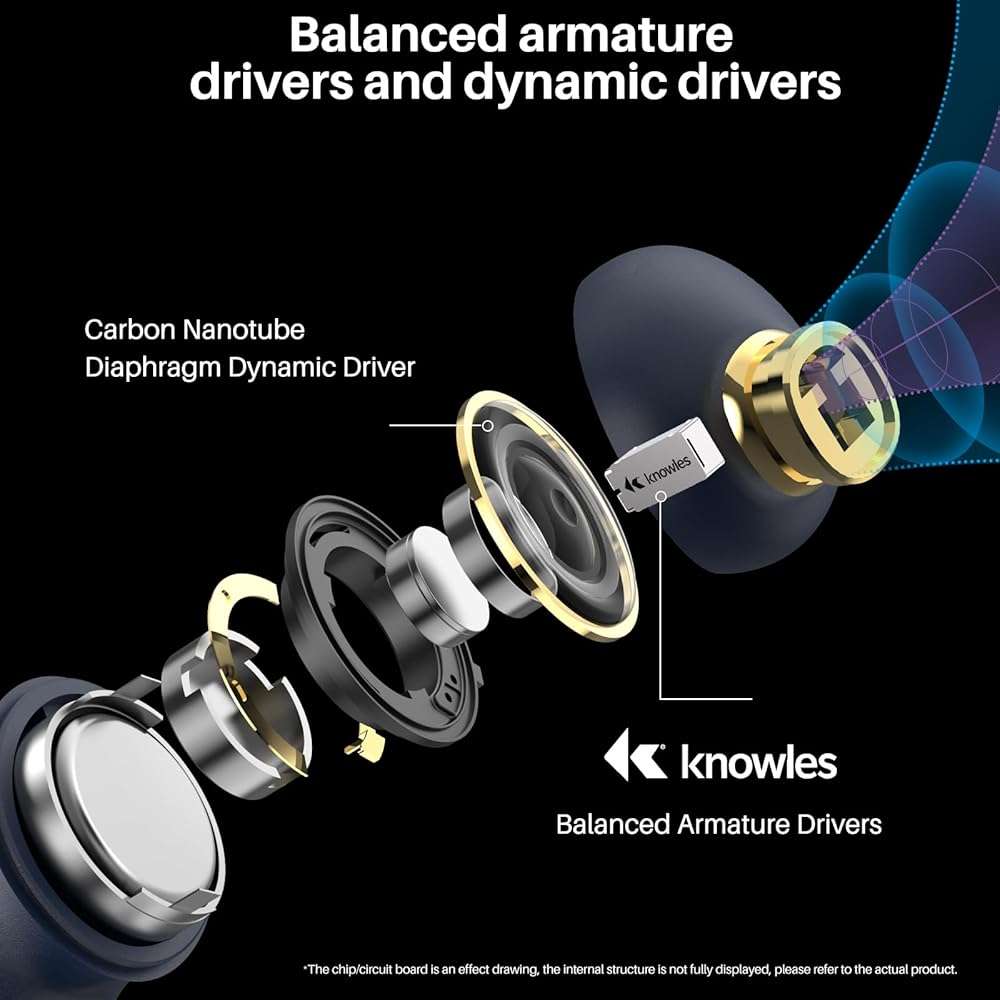 TOZO Golden X1 Wireless Earbuds Balanced Armature Driver and Hybrid Dynamic Driver, Bluetooth Headphones OrigX Pro, LDAC & Hi-Res Audio Wireless, Noise Cancellation Headset Galaxy Blue/Black - Image 7