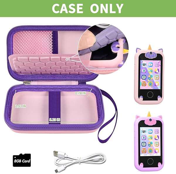 ALKOO Kids Smartphone Case | AI Digital Camera Bag | for Luoba/for WEOLULI/for Joozfee/for VOGBY Learning Toys | Holder for Play Cell Phone Size Up to 5 in(L) * 2.7 in(W) | Over 7 Years Age (Pink) - Image 2