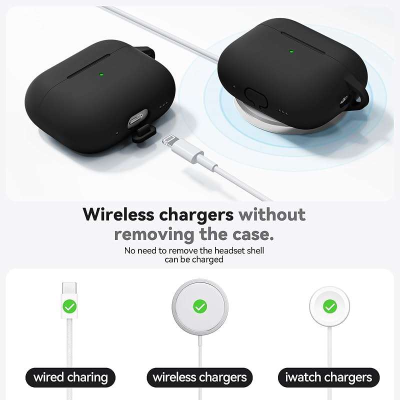Ljusmicker for AirPods Pro Case Cover with Cleaner Kit,Soft Silicone Protective Cover for Apple AirPod Pro 2nd/1st Generation Case for Women Men,AirPods Pro 2/Pro Case Accessories with Keychain-Black | Cleaner Kit - Image 5