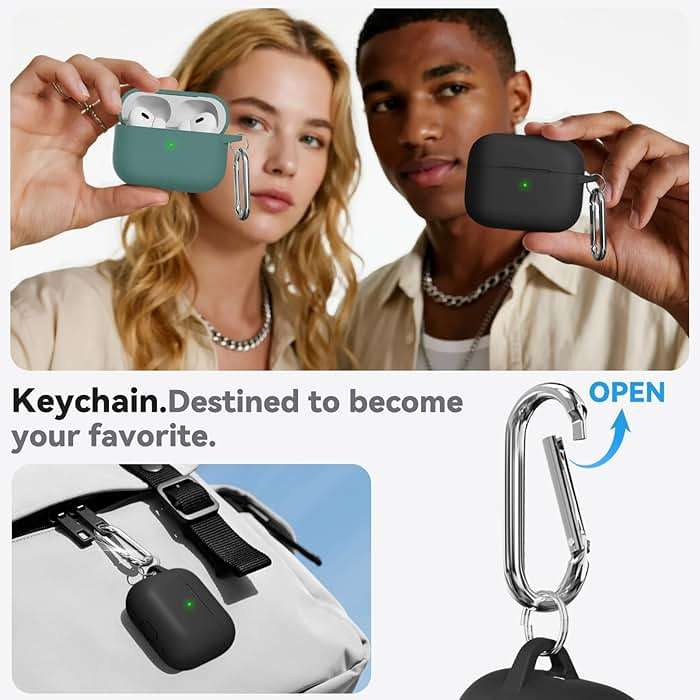 Ljusmicker for AirPods Pro Case Cover with Cleaner Kit,Soft Silicone Protective Cover for Apple AirPod Pro 2nd/1st Generation Case for Women Men,AirPods Pro 2/Pro Case Accessories with Keychain-Black | Cleaner Kit - Image 6